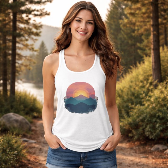 Regata Retro Mountain Sunset - Nature Outdoors Women's (Criador carregado)