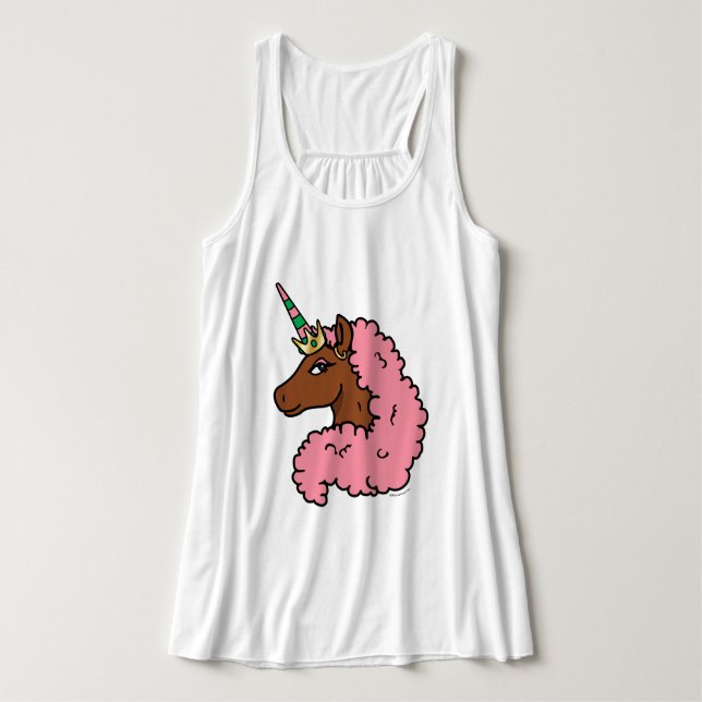Regata Rosa claro Afro Unicorn (Frente do Design)
