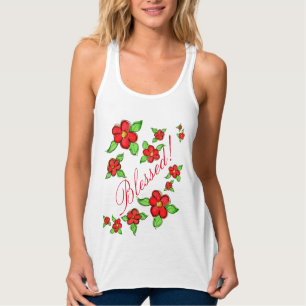 Regata Senhoras Red Floral Abençoado Tank-Top