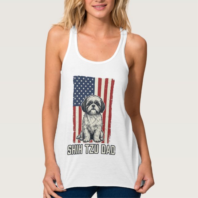 Regata Shih Tzu Dad Patriotic Flag Vintage Dog Shirt_1 (Frente)