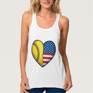 Regata Softbol Bandeira EUA Coração Design Vector Vintage