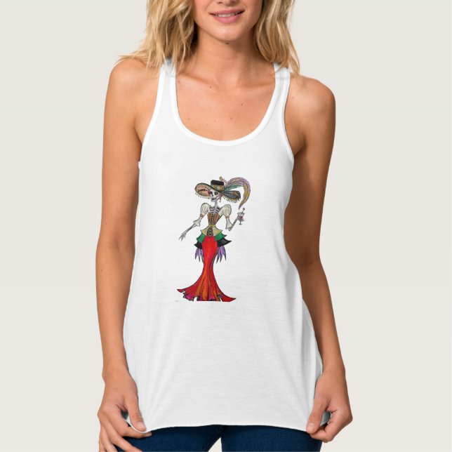 Regata Steampunk Catrina/camisola de alças de Diâmetro de (Frente)