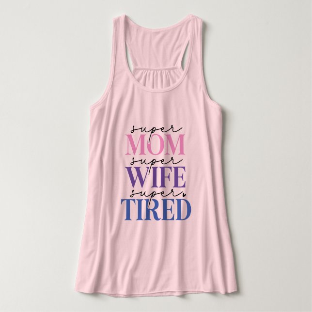 Regata Super Mãe Esposa Cansada Tanque feminino (Frente do Design)