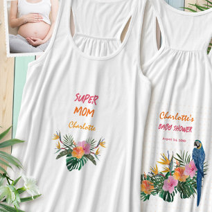 Regata SUPER MÃE Estampa de Papagaio Tropical nas Costas