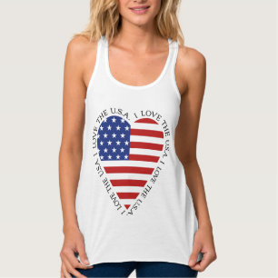 Regata T-shirt do coração da bandeira americana (estilo