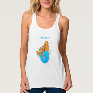 Regata Tanque de sereia de cauda azul com ouro