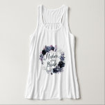 Regata Terra Floral Nocturna Mãe da Noiva<br><div class="desc">Nocturna Flor De Aquarelas Flores Design com caules Pintados À Mão, Vinhas, Folhas, Folhagem. Azul Marinho colorido, azul empoeirado, Cinza quase negra escura e pistas de rosa-mave. Com elementos de linha desenhada à mão, as fontes de manga de pincel com letra suave e a coroa floral elegante - mãe da...</div>