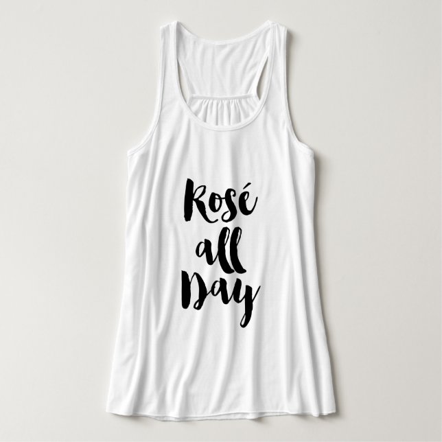 Regata Trendy Brush Typografia "Rosé o dia todo" (Frente do Design)