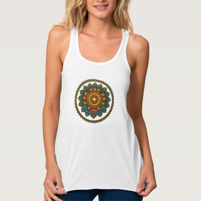 Regata Turquoise Gold Lotus Mandala -Boho Fantasy Graphic (Frente)
