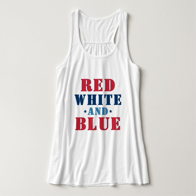 Regata Vermelho Branco e Azul 4 de Julho Feminino (Frente do Design)