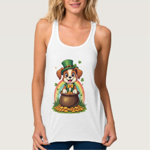 Regata Vintage Cachorro Lucky Leprechaun Arco-íris Pote d