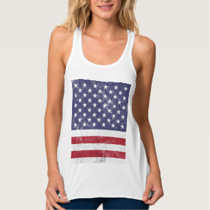 Regata Vintage USA Flag Patriótico Americano Red White Bl