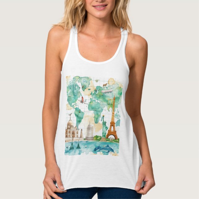 Regata Vintage World Map Travel Adventure Design (Frente)