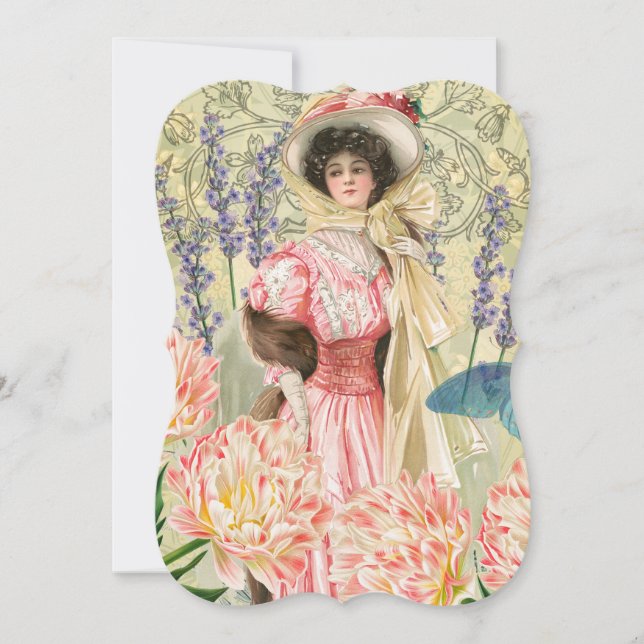 Regência de Mulher Vitoriana Flórida Rosa (Frente)