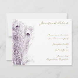 Regência de Pavão em Roxo Salve o Cartão de Data