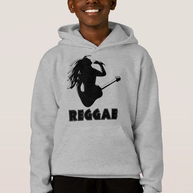 Reggae Music Rasta e Guitar Kids Hoodie (Frente)