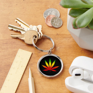 Reggae Rasta Leaf Jamaican Premium Round Chaveiro