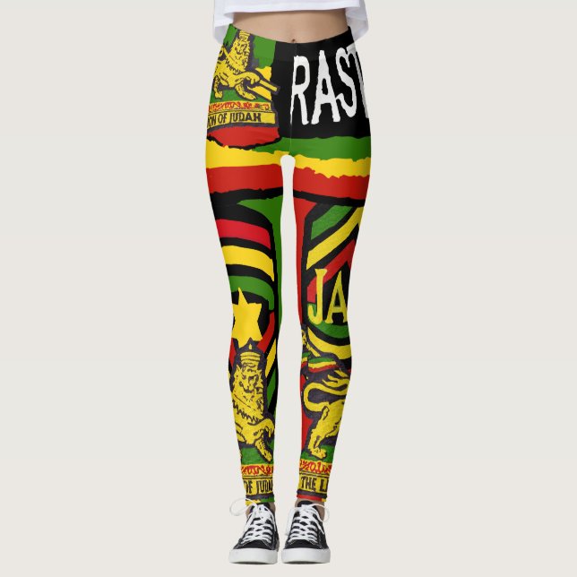 Reggae Steppers Leggings Designs Rastafáricos (Frente)
