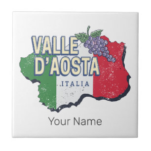 Região de Aosta Valley Itália Map Vintage Souvenir