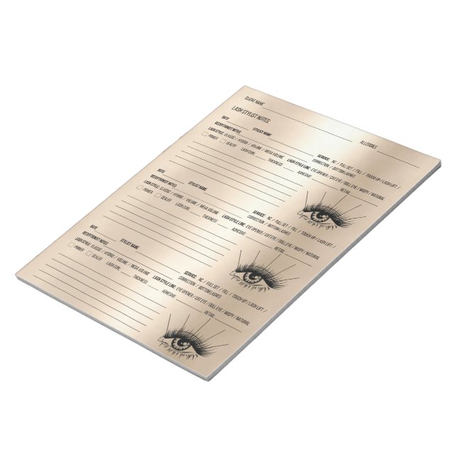 Registro de Cliente Lash, Bloco de Notas de Client (Inclinado)