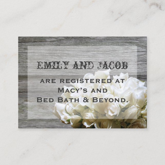 Registro Rustic White Flowers Inserir Cartões (Frente)