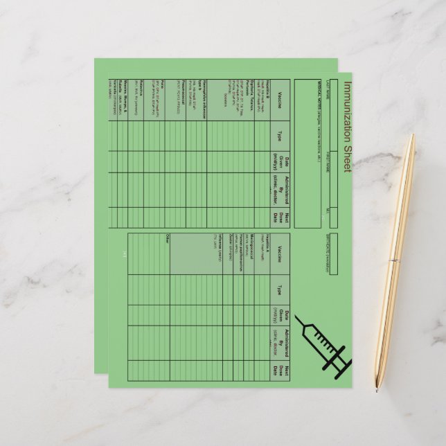 Registros de Imunização da Criatura Mais Justa - H (Frente/Verso In Situ)