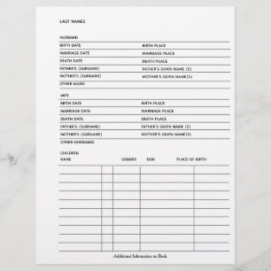 Registros Familiares Genealogia Modelo