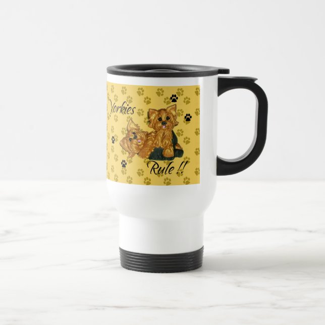 Regra de Yorkies!! Caneca de viagem do yorkshire (Direita)
