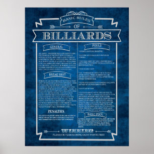 Regras de Billiards Poster Art nº 8 da sala de jo
