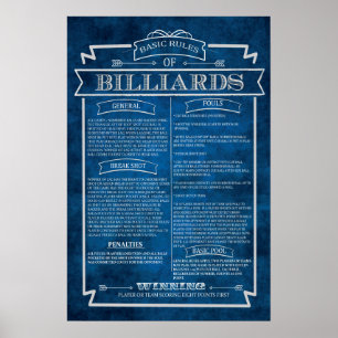 Regras de Billiards Poster Art nº 8 da sala de jog