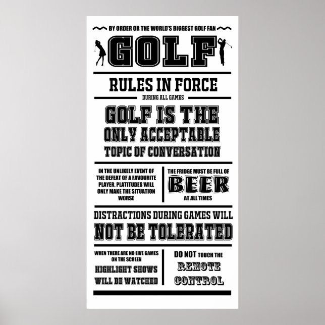 Regras De Golfe Em Vigor - Grande Poster (Frente)
