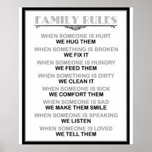 Regras impressão ou poster da família