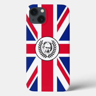 Rei Carlos III sobre a bandeira da União Britânica