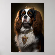 Rei Charles Cavalier Spaniel com Poster de Coroa