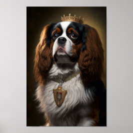 Rei Charles Cavalier Spaniel com Poster de Coroa