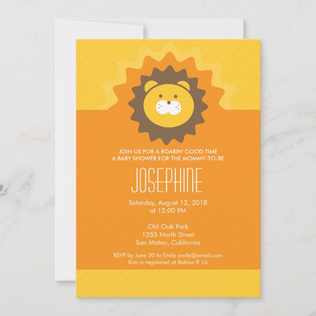 Rei do convite do chá de fraldas da selva (Frente)