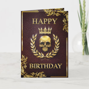 Rei Vermelho e Dourado do Cartão de Aniversário