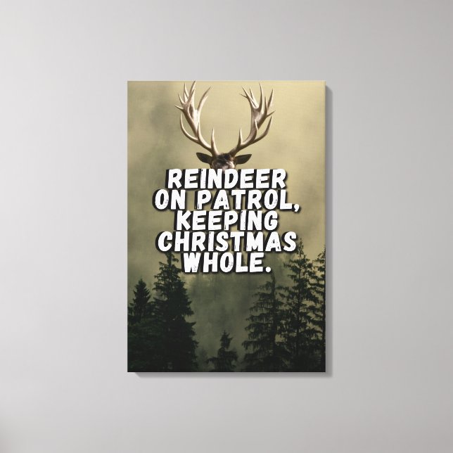Reindeer Christmas Statement Canvas Wall Art (Frente)