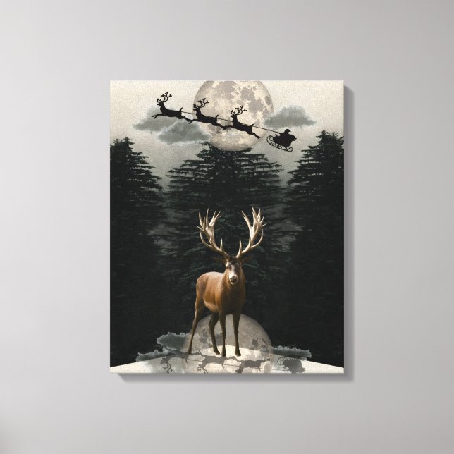 Reindeer de Natal e Arte de Parede de Canvas (Frente)