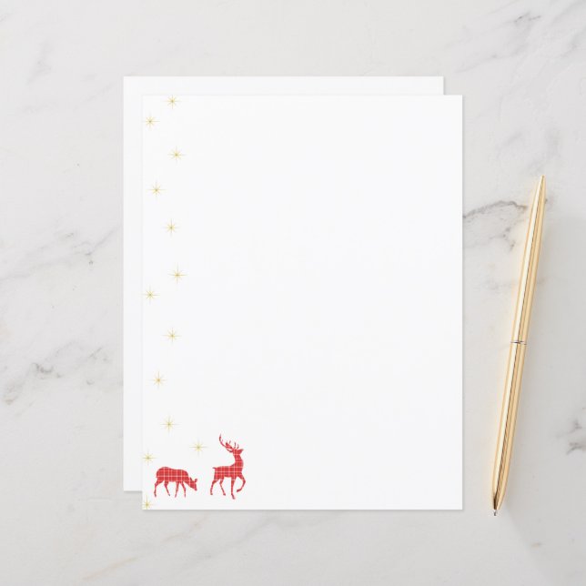 Reindeer de Natal - Padrão de Xadrez Vermelho Verd (Frente/Verso In Situ)