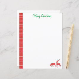 Reindeer de Natal - Padrão de Xadrez Vermelho Verd