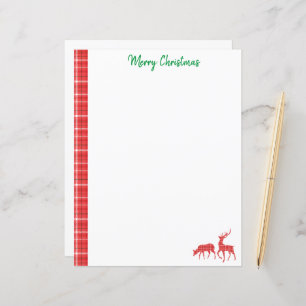 Reindeer de Natal - Padrão de Xadrez Vermelho Verd