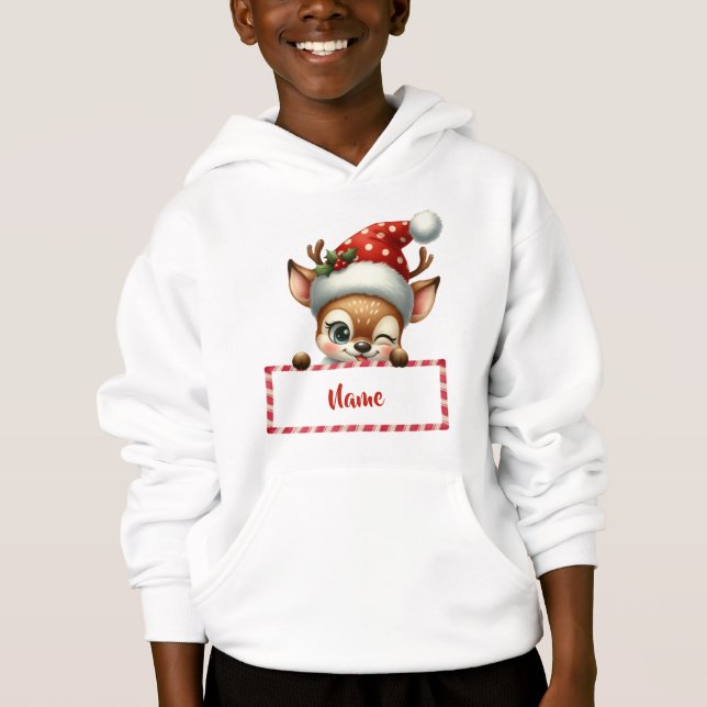 Reindeer de Natal Personalizável e Canas de Doces (Frente)