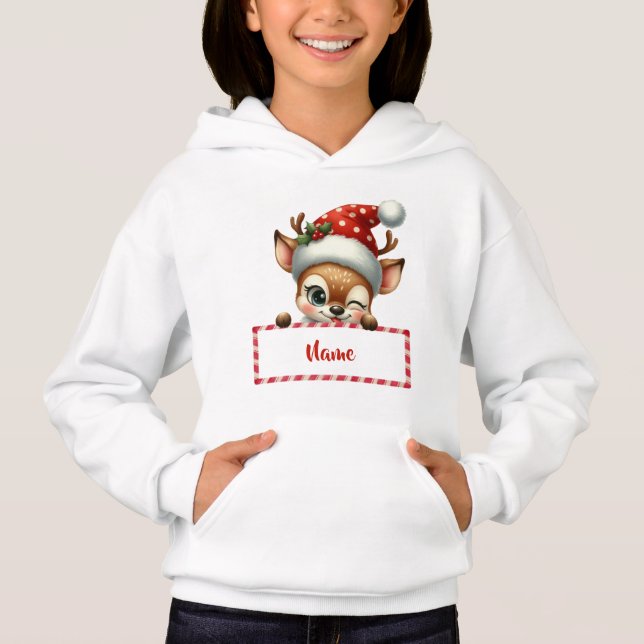 Reindeer de Natal Personalizável e Canas de Doces (Frente)