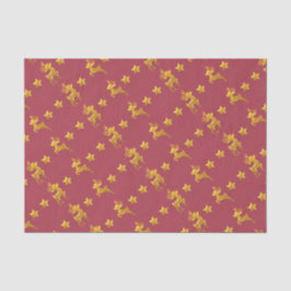Reindeer de ouro no papel vermelho