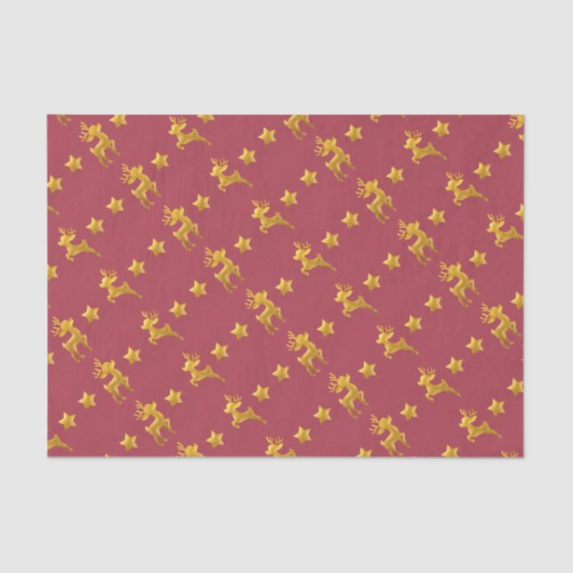 Reindeer de ouro no papel vermelho (Frente )