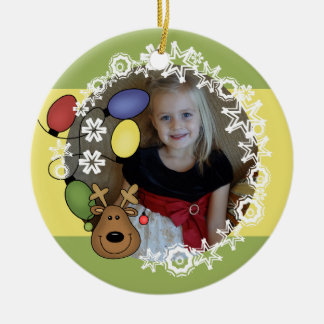 Reindeer Ilumina O Ornamento Personalizável De Fot