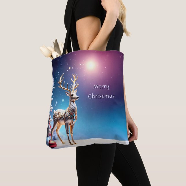 Reindeer Jewels Natal Tote Bag (Close Up)
