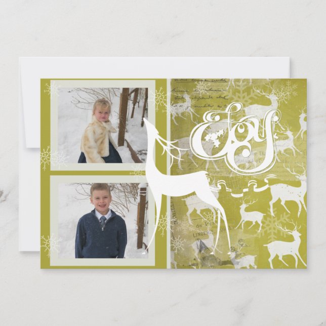 Reindeer Joy Holiday Cartão com fotos (Frente)
