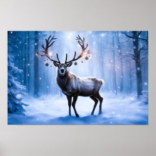 Reindeer na Poster da Floresta Mágica
